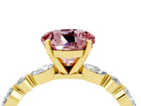 Yellow gold Round Cut Morganite Solitaire with Side Stones on a Pavé Band and Four-Prong Setting_4