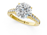 Yellow gold Round Cut Pavé Band Solitaire Ring with Four-Prong Setting_163