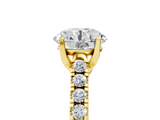 Yellow gold Round Cut Pavé Band Solitaire Ring with Four-Prong Setting_167