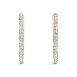 Yellow gold Round Cut Pavé Diamond Hoop Earrings with Four-Prong Setting 3