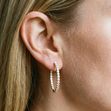 Yellow gold Round Cut Pavé Diamond Hoop Earrings with Four-Prong Setting_10