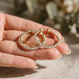 Yellow gold Round Cut Pavé Diamond Hoop Earrings with Four-Prong Setting_11