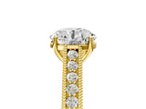 Yellow gold Round Cut Pave Band Milgrain Solitaire Ring_11