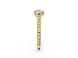 Yellow gold Round Cut Pave Band Milgrain Solitaire Ring_8