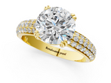 Yellow gold Round Cut Pave Diamond Engagement Ring with Channel Set Band and Four-Prong Setting_21