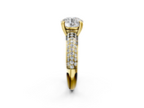 Yellow gold Round Cut Pave Diamond Engagement Ring with Channel Set Band and Four-Prong Setting_22