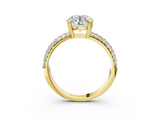 Yellow gold Round Cut Pave Diamond Engagement Ring with Channel Set Band and Four-Prong Setting_23
