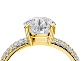 Yellow gold Round Cut Pave Diamond Engagement Ring with Channel Set Band and Four-Prong Setting_24