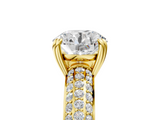 Yellow gold Round Cut Pave Diamond Engagement Ring with Channel Set Band and Four-Prong Setting_25