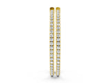 Yellow gold Round Cut Pave Diamond Hoop Earrings with Prong Setting_15