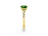 Yellow gold Round Cut Peridot Cluster Side Stone Solitaire Ring with Prong Setting_26