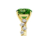 Yellow gold Round Cut Peridot Cluster Side Stone Solitaire Ring with Prong Setting_29