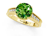 Yellow gold Round Cut Peridot Engagement Ring with Milgrain Channel Set Band and Prong Setting_1