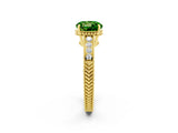 Yellow gold Round Cut Peridot Engagement Ring with Milgrain Channel Set Band and Prong Setting_2