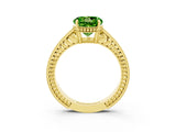 Yellow gold Round Cut Peridot Engagement Ring with Milgrain Channel Set Band and Prong Setting_3