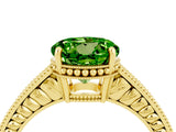 Yellow gold Round Cut Peridot Engagement Ring with Milgrain Channel Set Band and Prong Setting_4