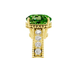 Yellow gold Round Cut Peridot Engagement Ring with Milgrain Channel Set Band and Prong Setting_5