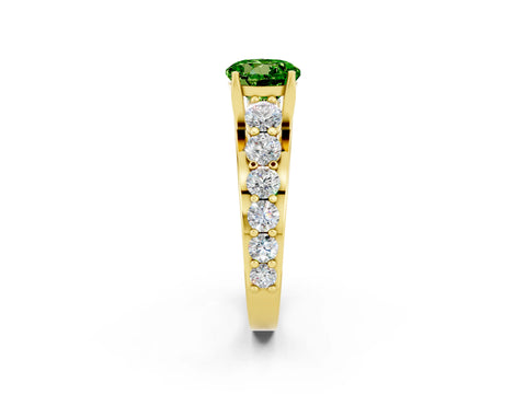 Yellow gold Round Cut Peridot Engagement Ring with Pavé Band and Four-Prong Setting_2