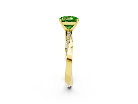 Yellow gold Round Cut Peridot Engagement Ring with Side Stone Accents and Four-Prong Setting_29