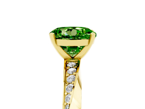 Yellow gold Round Cut Peridot Engagement Ring with Side Stone Accents and Four-Prong Setting_32