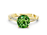 Yellow gold Round Cut Peridot Engagement Ring with Side Stone Accents and Four-Prong Setting_60