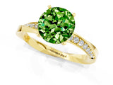 Yellow gold Round Cut Peridot Engagement Ring with Side Stone Accents and Four-Prong Setting_61