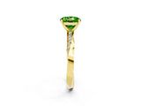 Yellow gold Round Cut Peridot Engagement Ring with Side Stone Accents and Four-Prong Setting_62