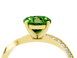 Yellow gold Round Cut Peridot Engagement Ring with Side Stone Accents and Four-Prong Setting_64