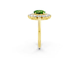 Yellow gold Round Cut Peridot Floral Double Halo Engagement Ring with Prong Setting_74