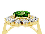 Yellow gold Round Cut Peridot Floral Double Halo Engagement Ring with Prong Setting_76