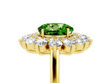 Yellow gold Round Cut Peridot Floral Double Halo Engagement Ring with Prong Setting_77