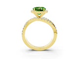 Yellow gold Round Cut Peridot Halo Ring with Round Split Shank and Prong Setting_51