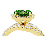 Yellow gold Round Cut Peridot Halo Ring with Round Split Shank and Prong Setting_52