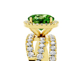 Yellow gold Round Cut Peridot Halo Ring with Round Split Shank and Prong Setting_53