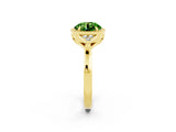 Yellow gold Round Cut Peridot Halo Ring with Tapered Band and Four-Prong Setting_2