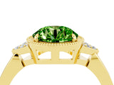Yellow gold Round Cut Peridot Halo Ring with Tapered Band and Four-Prong Setting_4