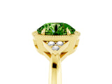 Yellow gold Round Cut Peridot Halo Ring with Tapered Band and Four-Prong Setting_5
