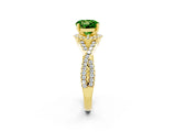 Yellow gold Round Cut Peridot Halo Twist Band Solitaire Prong Setting Ring_2