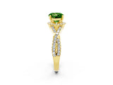 Yellow gold Round Cut Peridot  Halo Twist Band Solitaire Prong Setting Ring_26