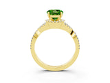 Yellow gold Round Cut Peridot  Halo Twist Band Solitaire Prong Setting Ring_27