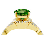 Yellow gold Round Cut Peridot  Halo Twist Band Solitaire Prong Setting Ring_28