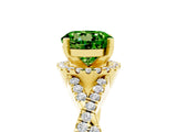 Yellow gold Round Cut Peridot  Halo Twist Band Solitaire Prong Setting Ring_29