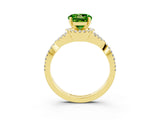 Yellow gold Round Cut Peridot Halo Twist Band Solitaire Prong Setting Ring_3