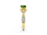 Yellow gold Round Cut Peridot  Halo Twist Band Solitaire Prong Setting Ring_44