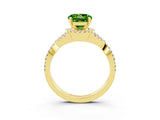 Yellow gold Round Cut Peridot  Halo Twist Band Solitaire Prong Setting Ring_45