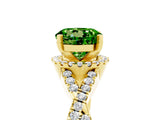 Yellow gold Round Cut Peridot  Halo Twist Band Solitaire Prong Setting Ring_47