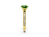 Yellow gold Round Cut Peridot Milgrain Pavé Engagement Ring with Four-Prong Setting_2