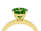 Yellow gold Round Cut Peridot Milgrain Pavé Engagement Ring with Four-Prong Setting_4