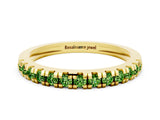 Yellow gold Round Cut Peridot Pavé Set Thin Band