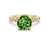 Yellow gold Round Cut Peridot Pavé Solitaire Ring with Round Band and Prong Setting_24